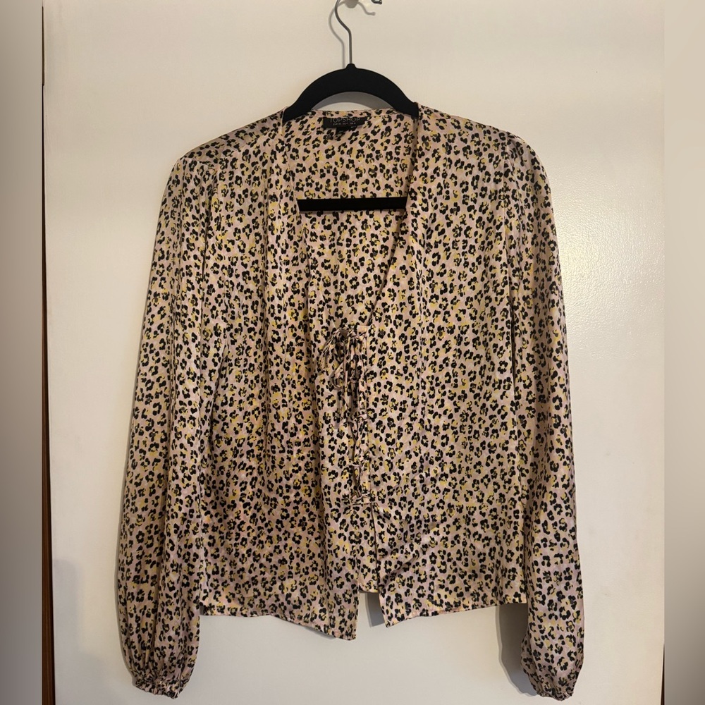 Leopard Print Blouse Long Sleeve Lightweight Size 4